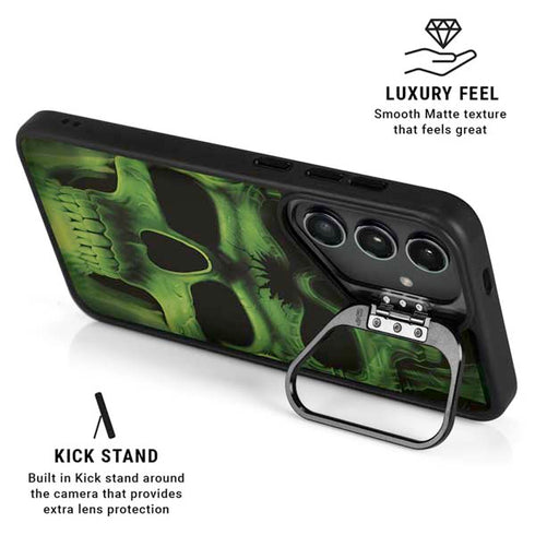 Liquid Blue Green Skulls Galaxy S24 FE Kickstand Case
